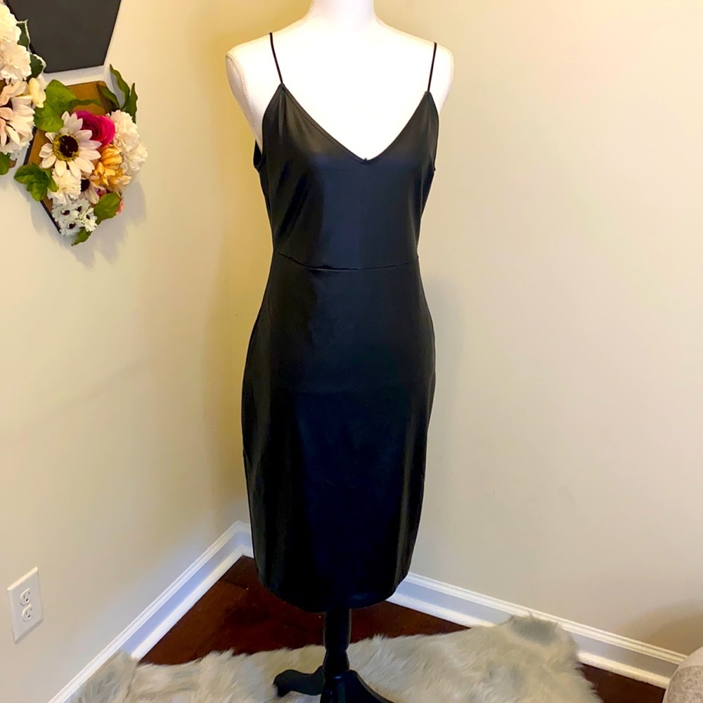 Black Faux Leather Cocktail Dress